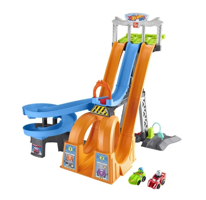Fisher-Price Little People Hot Wheels Racing Loops Tower Playset Cars